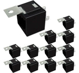 Automotive relay, 12V SPDT 40 Amp relay with mounting tab, suitable for automotive and marine applications.