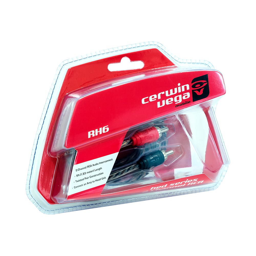Cerwin Vega RH6 HED 2 channel 6ft twisted RCA cable w/single molded ends