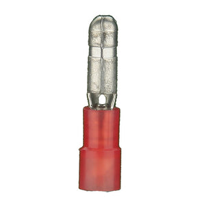 Install Bay RNMB Red Nylon Male Bullet Connector 22-18 Gauge .156 for automotive wiring applications.