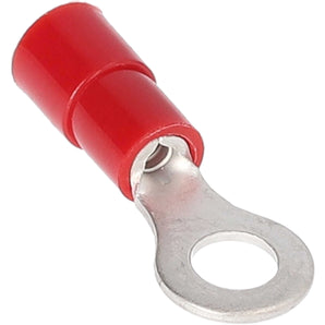 Red nylon ring terminal, 22-18 gauge #8, showing the terminal design for electrical connections.
