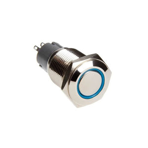 Race Sport Lighting RS-2P16MM-LEDB 16mm LED 2-Position On/Off Switch (Blue) - Chrome Finish