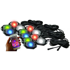 Race Sport Lighting RS12PRGBW 12-POD RGBW Hi-Power Rock Light Complete Kit with Bluetooth APP Controls