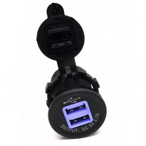 Race Sport Lighting RS50884 2 Port USB Socket 3.1A Input: DC12V/24V Output: DC5V 3.1A Totally 4led Inside