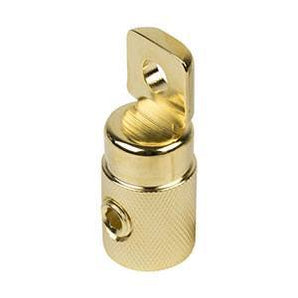Raptor RT0HD MID SERIES 1/0 AWG heavy duty ring terminal, gold-colored metal connector with loop end.