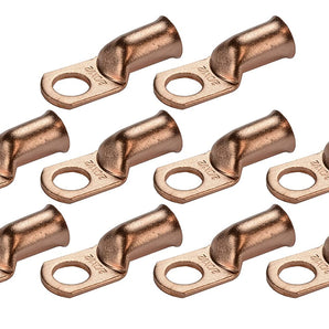 Install Bay CUR2516 uninsulated ring terminals 2 gauge 5/16 inch 10 pack copper connectors