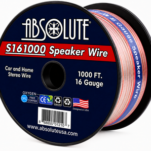 Absolute USA S16G1000 16 Gauge 1000 Feet Clear 2-Conductor Speaker Wire