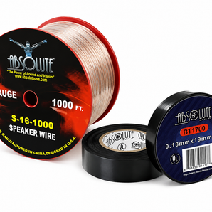 Absolute S161000 16 Gauge 1000 Feet Clear Speaker Wire + 3/4" x 60' FT Black Electrical Tape