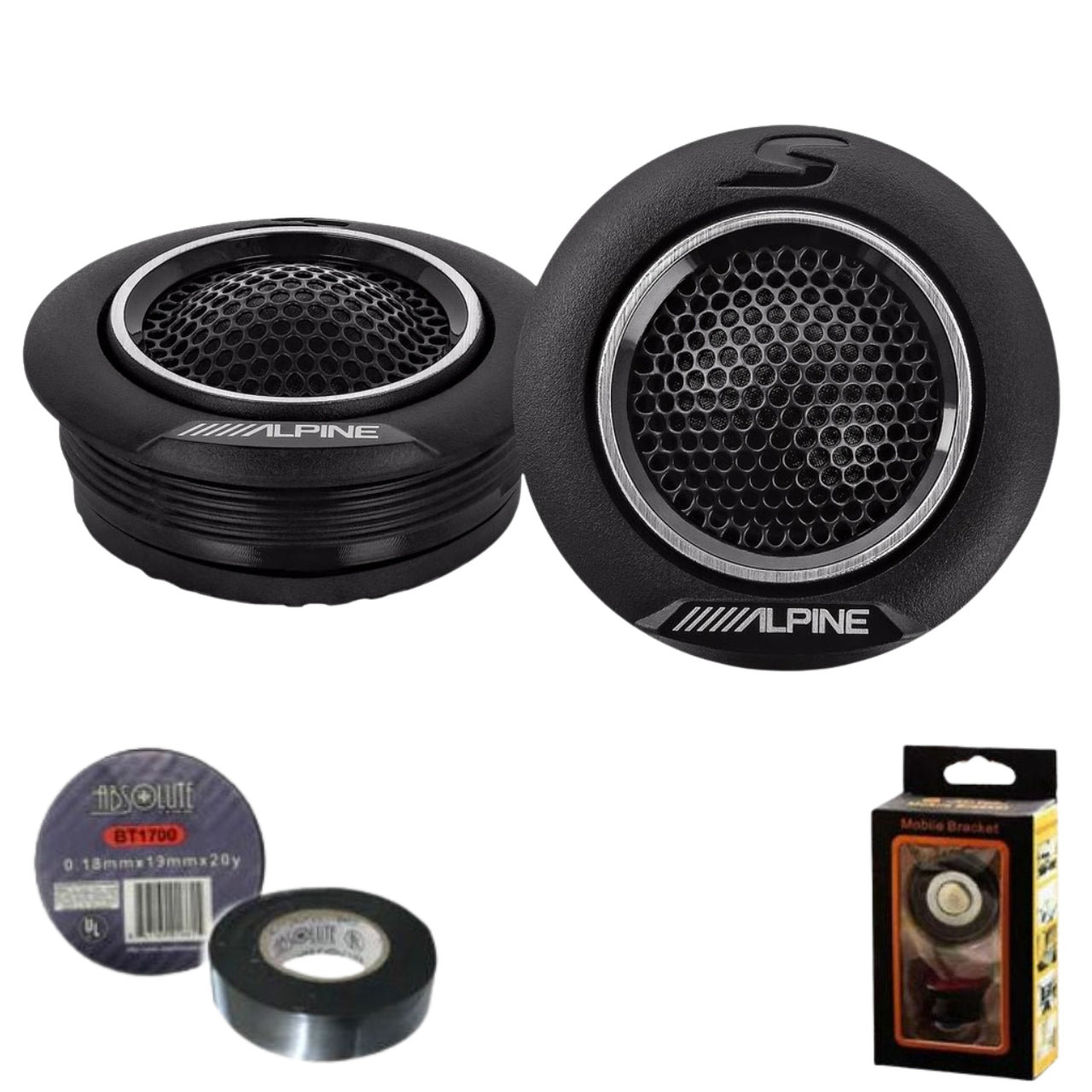 Alpine S2-S10TW S-Series 1" Silk Dome Tweeter Set Bundle