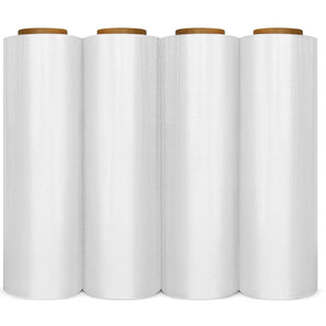 4 Rolls AT 18" x 1500' 80 Gauge Pallet Wrap Pre Stretch Film Hand Shrink Wrap