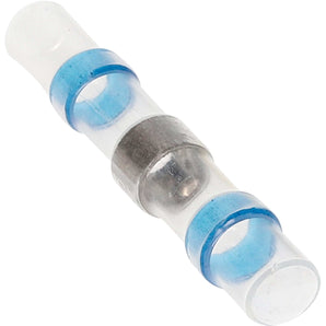 Install Bay SHSBBC-50 blue butt connector with solder for 16/14 GA wiring, ideal for secure electrical connections.
