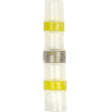 Install Bay SHSYBC heat shrink yellow butt connector with solder, 12/10 GA design, used for electrical connections.