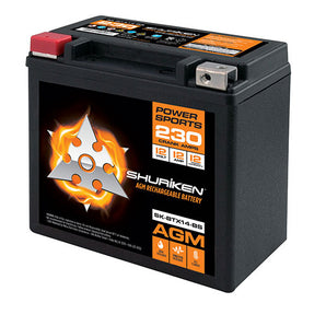 Shuriken SK-BTX14-BS 230 CRANK AMPS / 12AMP HOURS AGM Power Sports 12V Battery
