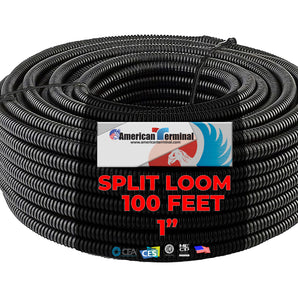 100 Ft 1" Split Wire Loom Conduit Polyethylene Tubing Black Color Sleeve Tube