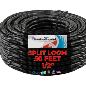 100 FT 1/2" 13mm (2x 50 FT) Split Wire Loom Conduit Polyethylene Tubing Black Color