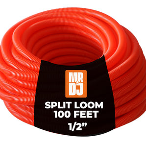 MR DJ DSLT12RD 100' 1/2" 13mm Red Split Wire Loom Conduit Tubing Sleeve Tube