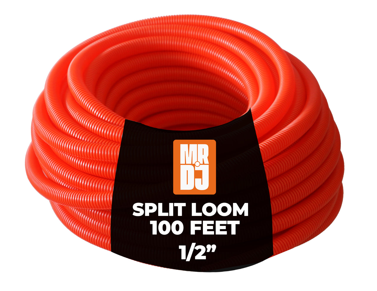 MR DJ DSLT12RD 100' 1/2" 12.7mm Red Split Wire Loom Conduit Tubing Sleeve Tube