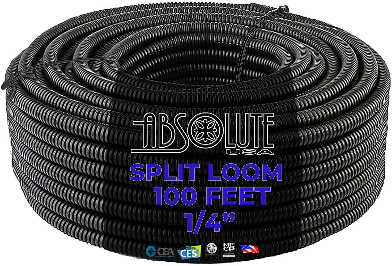 Absolute SLT14 1000 feet 1/4" split loom wire tubing hose cover auto home marine