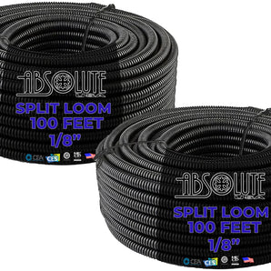 True 2 Rolls 100 Ft 1/8" Split Wire Loom Conduit Polyethylene Tubing Sleeve Tube