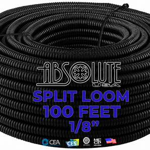 100 Ft 1/8" Split Wire Loom Conduit Polyethylene Tubing Car Audio Installation