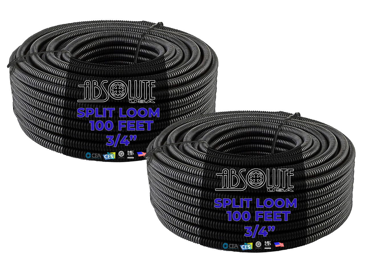 10 Patron 100 Feet 3/4' Split Loom Wire Tubing Black for Various Automotive Home Marine Industrial Wiring Applications