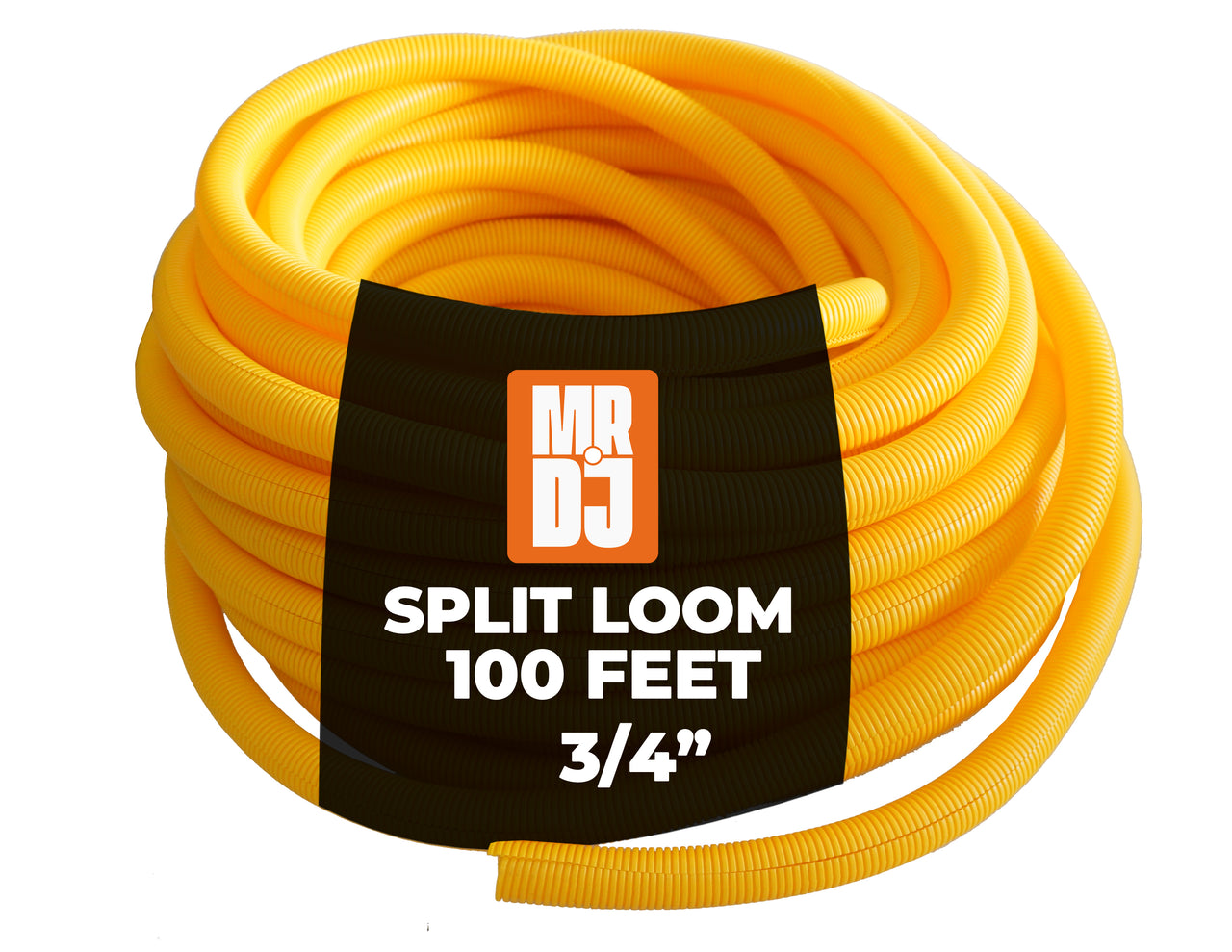 MR DJ DSLT34YL 100' 3/4" 19mm Yellow Split Wire Loom Conduit Tubing Sleeve Tube