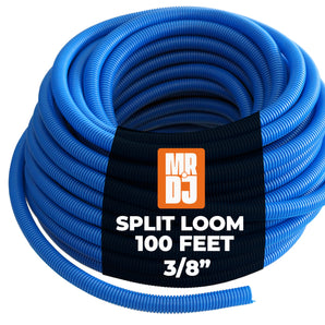 MR DJ DSLT38BL 100' 3/8" 10mm Blue Split Wire Loom Conduit Tubing Sleeve Tube
