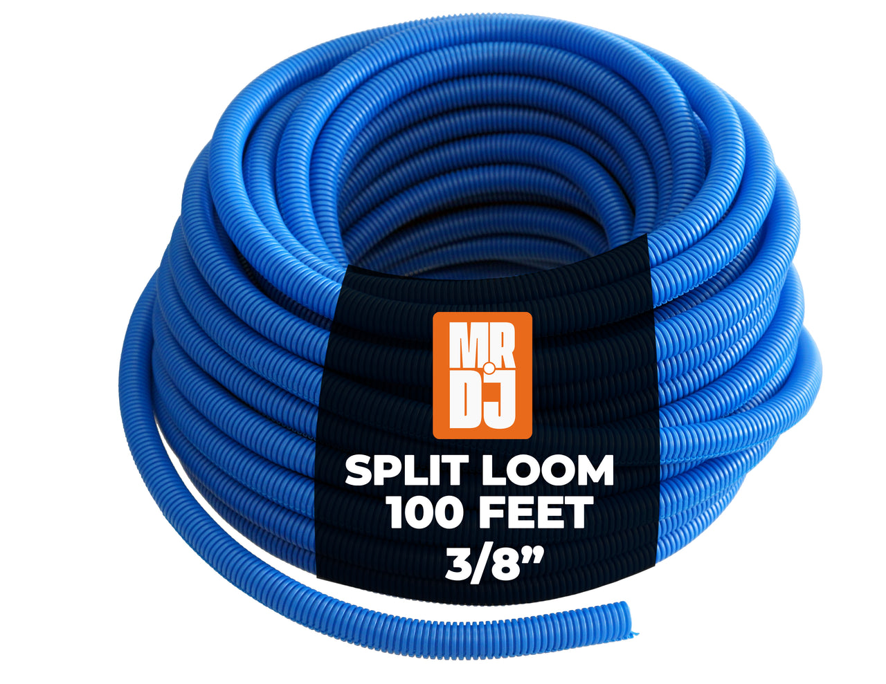 MR DJ DSLT38BL 100' 3/8" 10mm Blue Split Wire Loom Conduit Tubing Sleeve Tube