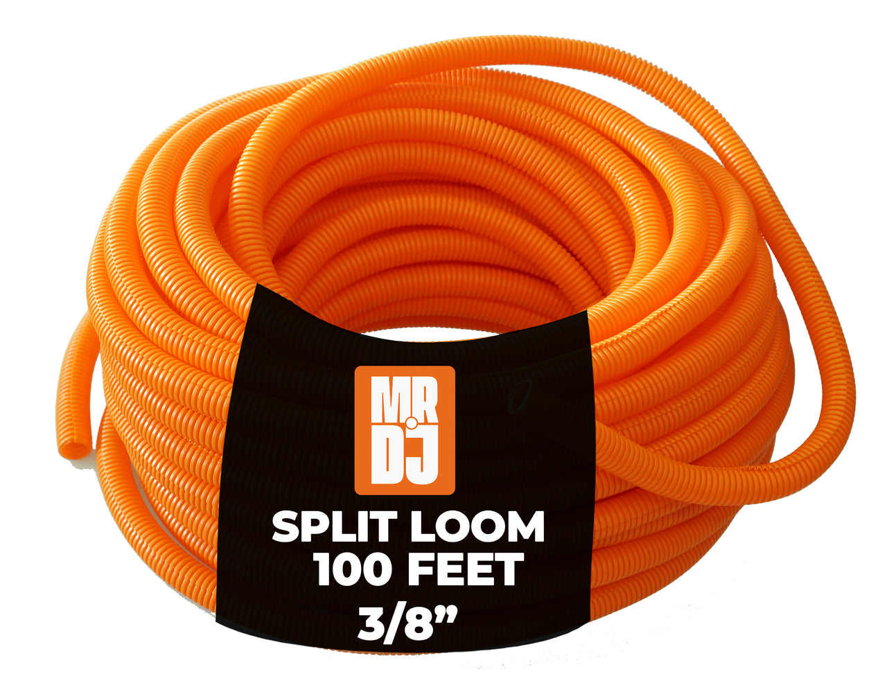 MR DJ DSLT38OR 100' 3/8" 10mm Orange Split Wire Loom Conduit Tubing Sleeve Tube