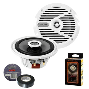 Alpine SPS-M601W 6.5” Coaxial 2-Way Marine Speaker with White Grilles Bundle