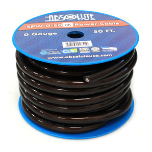 Absolute 1/0 Gauge 50 FT PRO Xtreme Twisted Power / Ground Battery Wire Cables Black