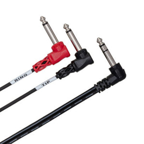 Hosa STP-201RR Right Angle 1/4" TRS Male to Dual Right Angle 1/4" TS Male 1 Meter