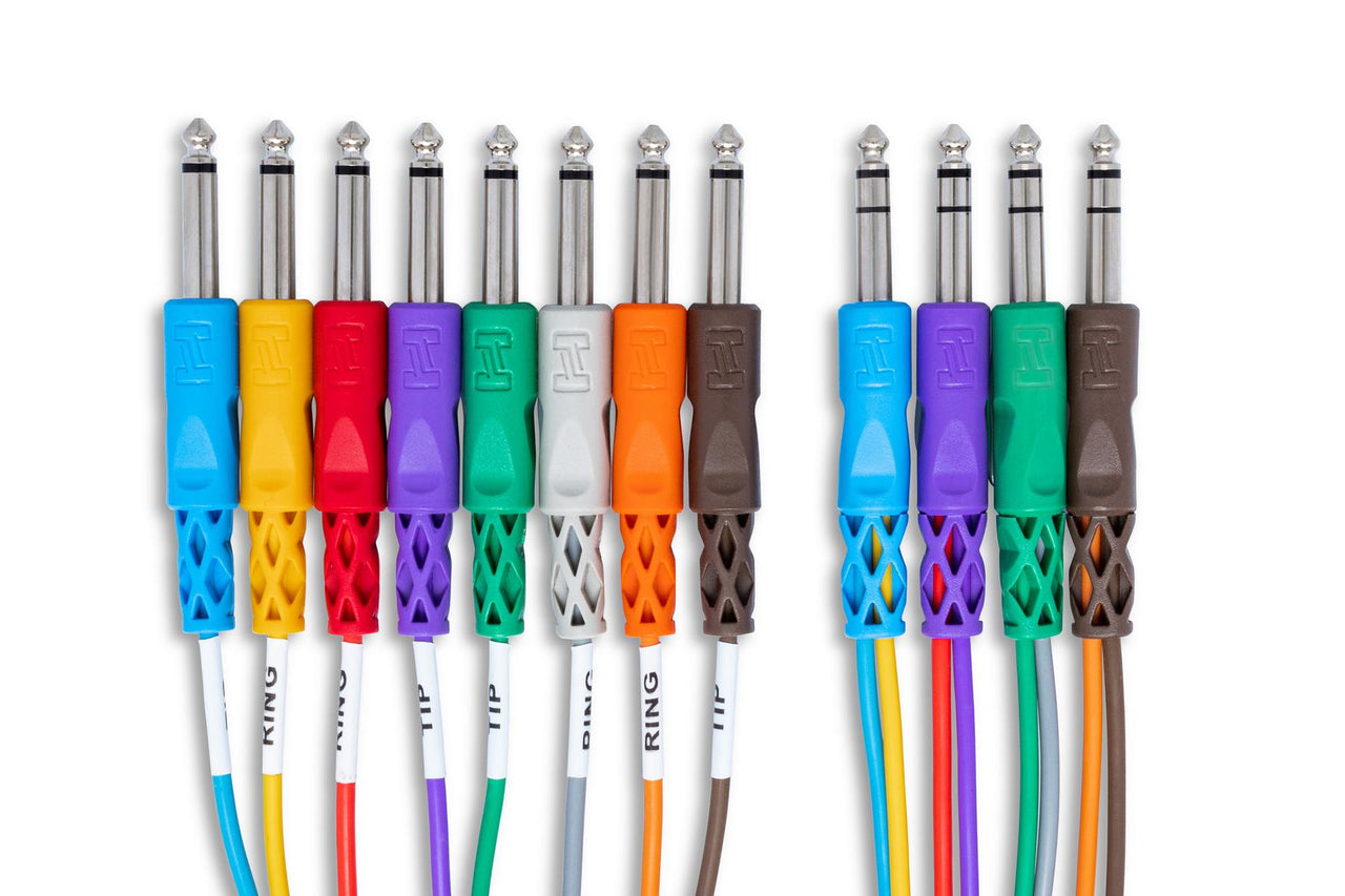 Hosa STP-803 4-channel 1/4" TRS to 1/4" TS Insert Snake 9.9 foot