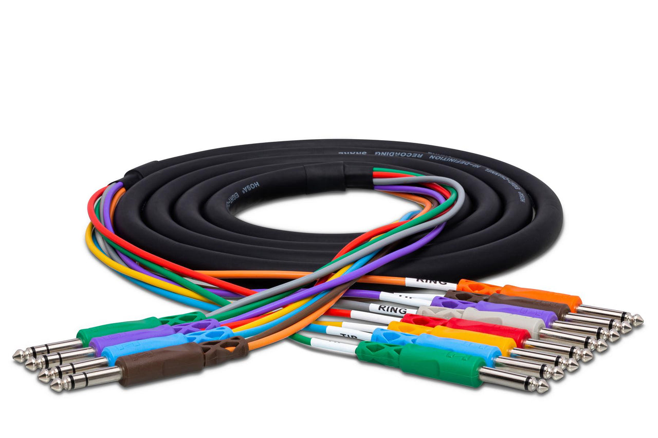 Hosa STP-803 4-channel 1/4" TRS to 1/4" TS Insert Snake 9.9 foot
