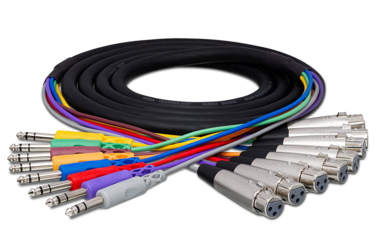 Hosa STX-803F 8-channel XLR Female to 1/4" TRS Male Balanced Snake 9.9 foot