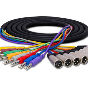 Hosa STX-807M 8-channel 1/4" TRS Male to XLR Male Balanced Snake 23.1 foot