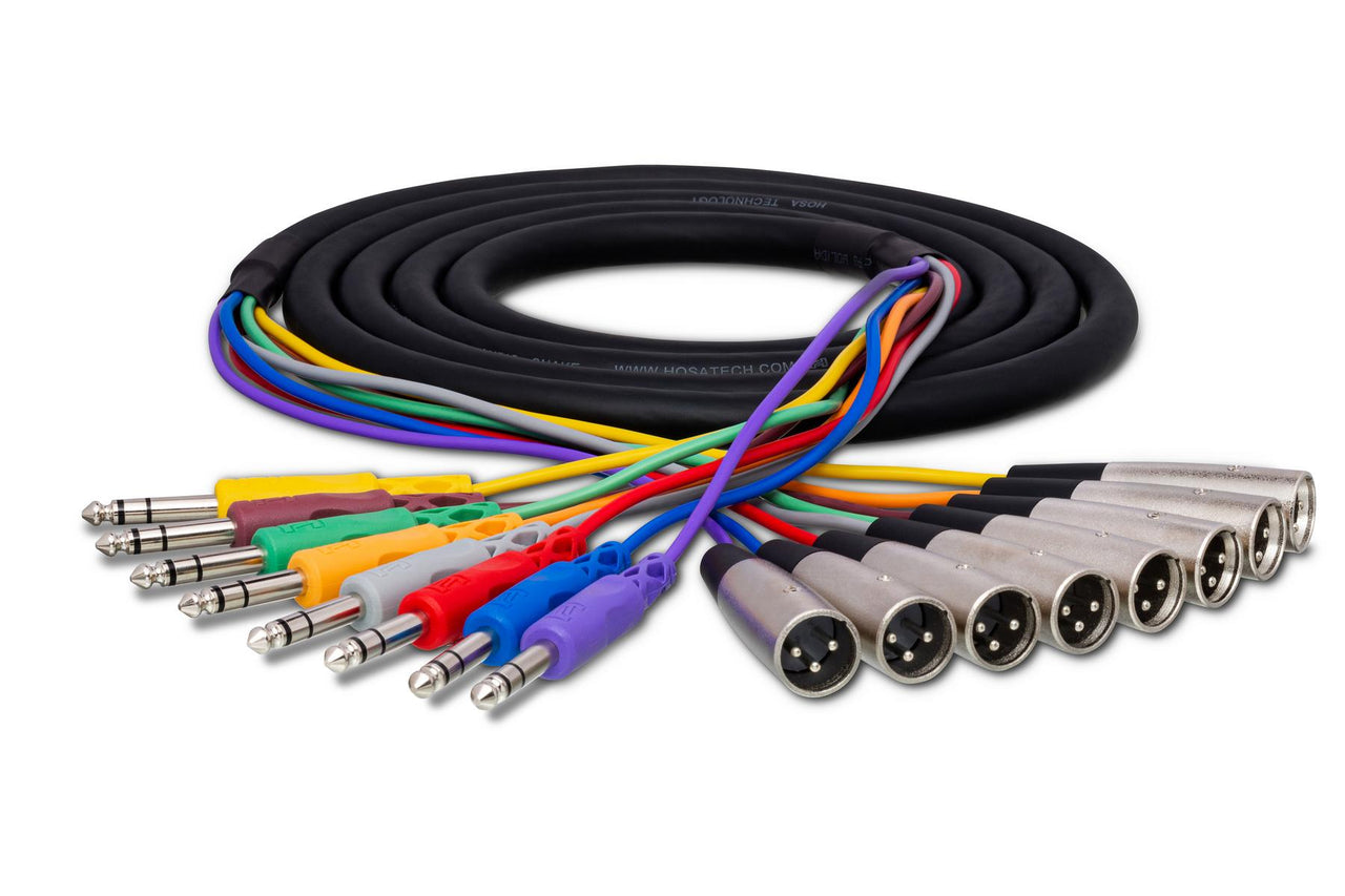 Hosa STX-805M 8-channel 1/4" TRS Male to XLR Male Balanced Snake 16.5 foot