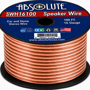 Absolute SWH16100 100' 16 Gauge Car Home Audio Speaker Wire Cable Spool
