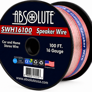 Absolute SWH16100 100' 16 Gauge Car Home Audio Speaker Wire Cable Spool