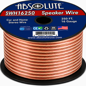 Absolute SWH16250 250' 16 Gauge Car Home Audio Speaker Wire Cable Spool