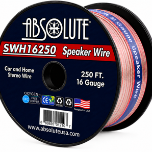 Absolute SWH16250 250' 16 Gauge Car Home Audio Speaker Wire Cable Spool