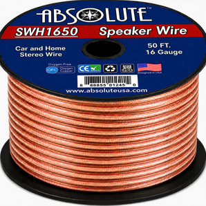 Absolute SWH1650 50' 16 Gauge Car Home Audio Speaker Wire Cable Spool