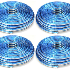 4 DC Sound DSWT18B25 18 Gauge Premium Speaker Wire 25ft Clear Blue/White
