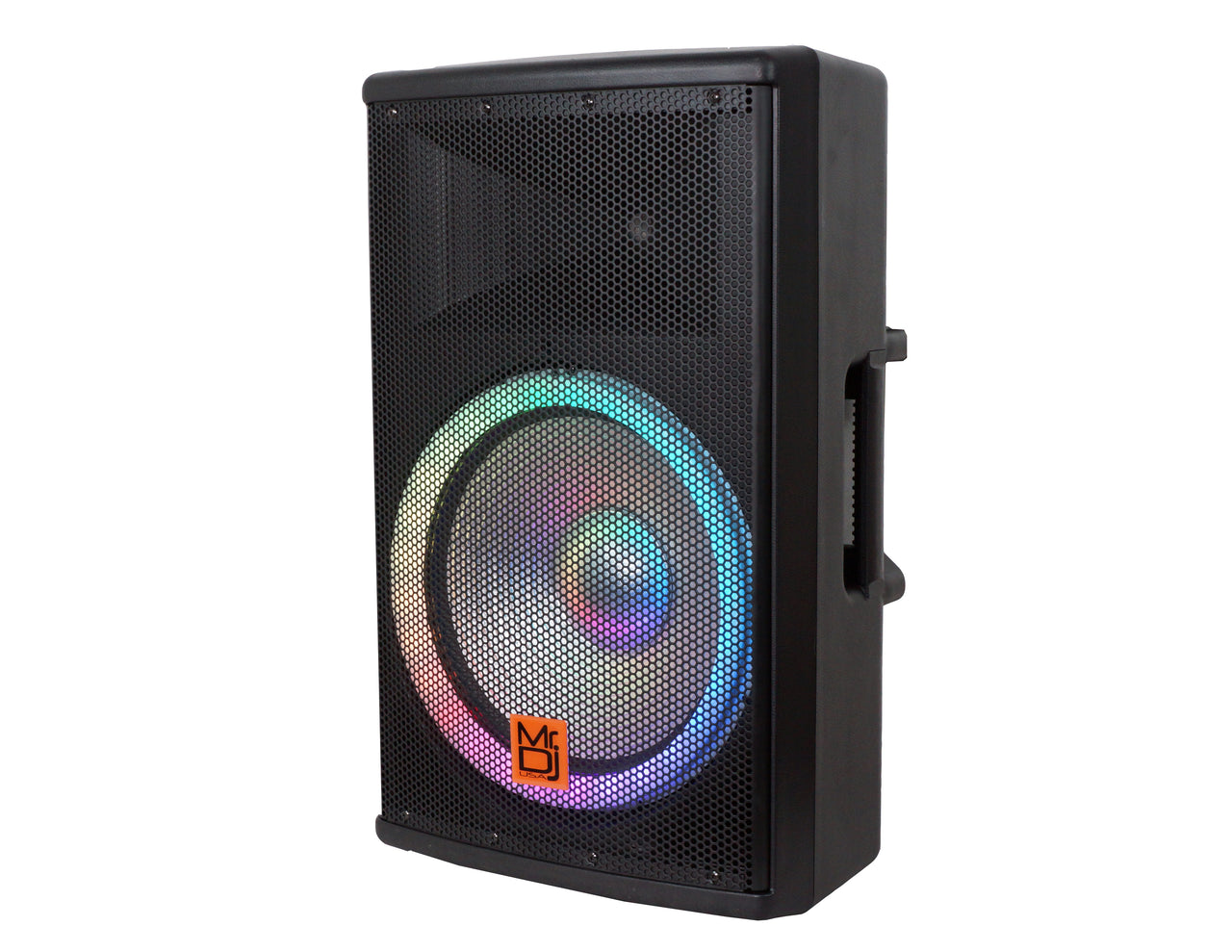 MR DJ SYNERGY15 15" Wireless Portable PA Speaker System 4500W Powered Bluetooth Indoor & Outdoor DJ Stereo Loudspeaker with USB SD MP3 AUX Input, Flashing Party Light & FM Radio