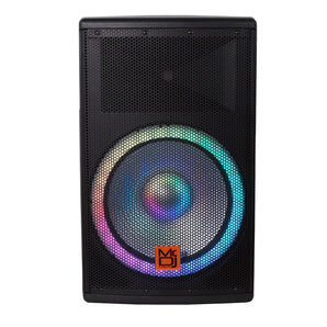 MR DJ SYNERGY15 15" Wireless Portable PA Speaker System 4500W High Powered Bluetooth Indoor and Outdoor DJ PA Sound Stereo Loudspeaker USB SD MP3 AUX Input Flashing Party Light & FM Radio