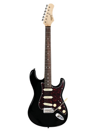 Thumbnail for Tagima T 635 Classic BK LF/TT Solid Body Electric Guitar, Maple neck with Rosewood fingerboard. Black body, Turtoise pickguard