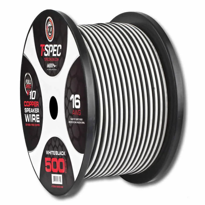 T-SPEC V10SW16500-WB v10 500ft 16 Gauge Black/White Speaker Wire consumer electronics