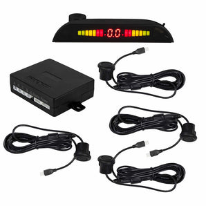 iBeam TE-4PSKRUB parking kit components including a display and sensors for safe rear parking.