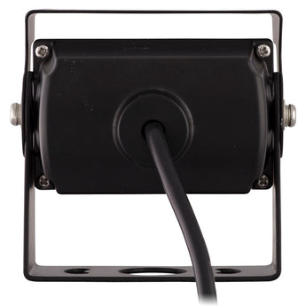 iBeam TE-CCH Heavy Duty Commercial Camera with Hood back view, showing connection cable and mounting bracket for commercial camera.