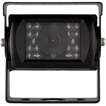 iBeam TE-CCH Heavy Duty Commercial Camera with Hood back view, showing connection cable and mounting bracket for commercial camera.