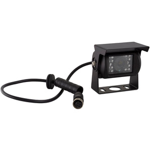  iBeam TE-CCH Heavy Duty Commercial Camera with Hood back view, showing connection cable and mounting bracket for commercial camera.